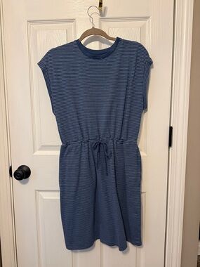 a new day Blue Striped Drawstring Midi Dress